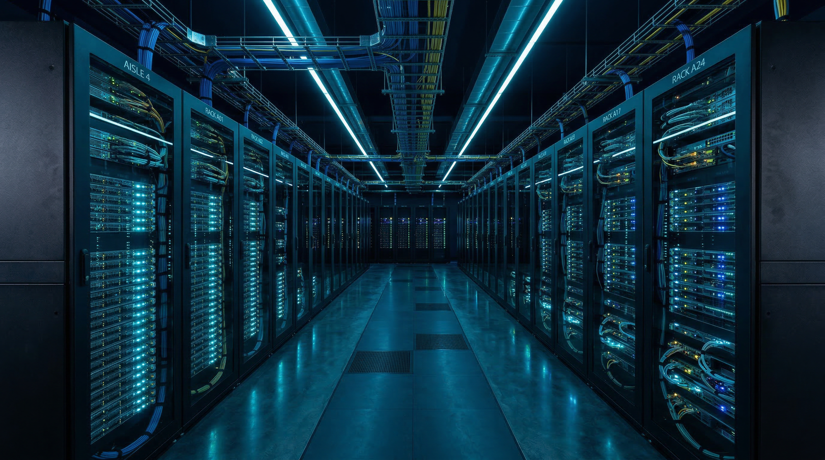 Server room with monitoring systems